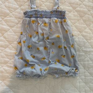 Carter's Blue and White Striped Romper with Yellow Dots